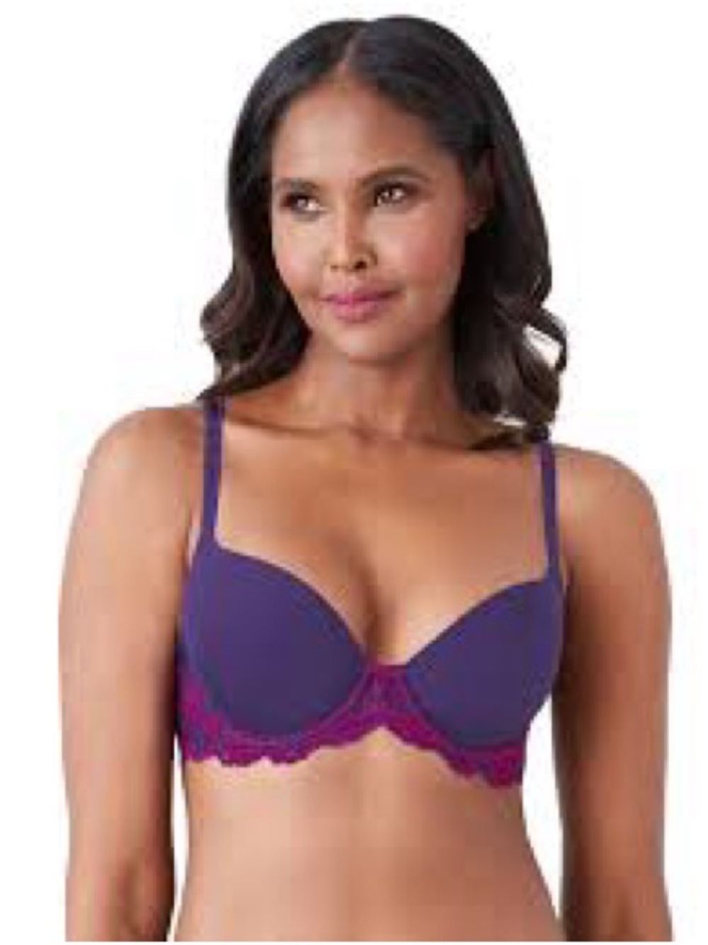 #320- NWT Wacoal Purple Bra with Magenta Lace Trim - Women's Intimates 34D